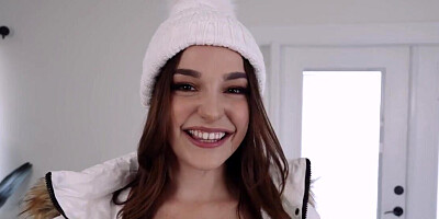 Totally alluring Rissa May wears cute snow clothes