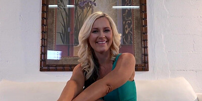 Black stockings blondie easily seduces a hard cock hunk