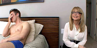 Mature GILF Step-Mom caught Big Dick Boy Jerk and seduce him to Cheating Fuck