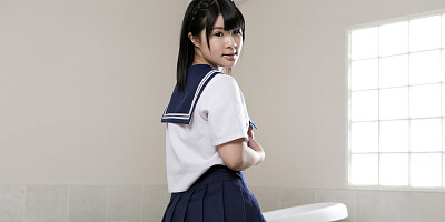 Adorable schoolgirl Ami Oya learns how to suck dick