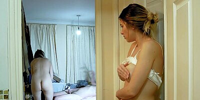 She watches stepdad fucking then takes her turn