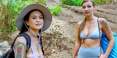 Jasmine Wilde and Kenzie Love get boned outdoors