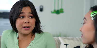 Stepsister and her Asian bestie ready to both get fucked