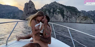 Sammm Next Door And Alexxx Next Door In Fucking The Captain On My Boat Tour To Capri While The Crew Watches 9 Min