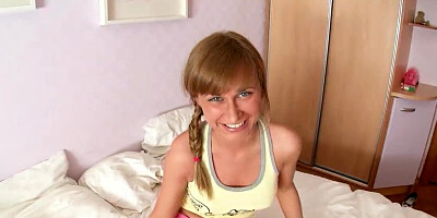 Stepsiter looks adorable while taking that huge penis