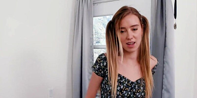 Pigtailed babe with small tits is going to get off