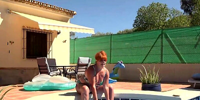 Outdoor teasing from a skinny dipping MILF fatso in HD