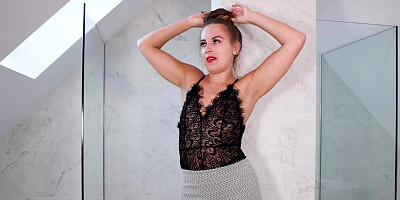 Monika Smith in the shower where she makes you hard