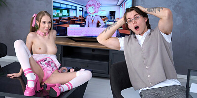 Stepsister gamer girl gets creampie from nerd stepbrother