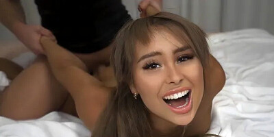 Slutty Asian gets some homemade screwing and takes a facial cum load