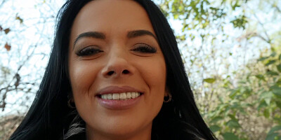 Curvy Shalina Devine sucks cock on the street and gets fucked by a stranger