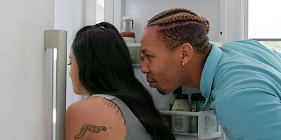 Sex in the kitchen with sweet brunette Mi Ha Doan