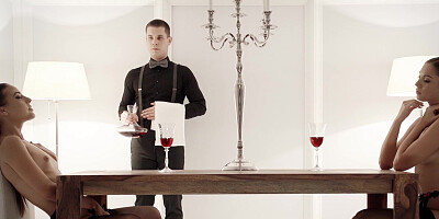 Lesbian sex on the table from beauties Sabrisse and Lorena