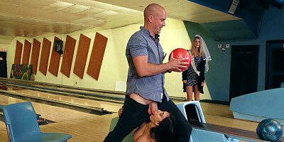 Slut Valerie Kay with fake tits gets fucked in bowling alley