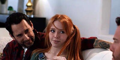 Stepdad shares his cute daughter's twat with his brother