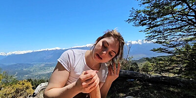 Creampie To My Stepsister When We Were Out On A Walk In The Mountains