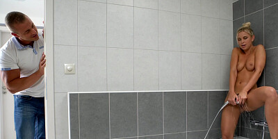 Blonde Lola Blond seduced a stallion and gets a spanking