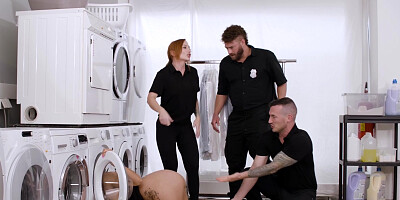 Spanking in the laundry room for cougar Jasmine Sherni