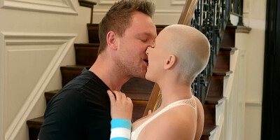 Riley Nixon with shaved head and hard fucking in the bedroom