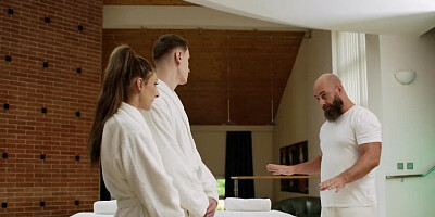 Slutty girl's twat getting banged in front of a cuckhold BF