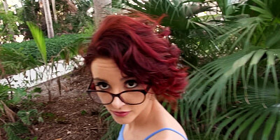 Sex on the street with petite redhead Lola Fae