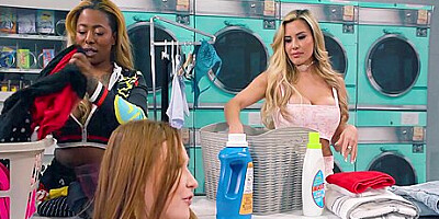 Stepmommys Guy - Bored Milf Dee Williams & Her Besties Reverse Gangbang Ginger Guy In Public Laundromat