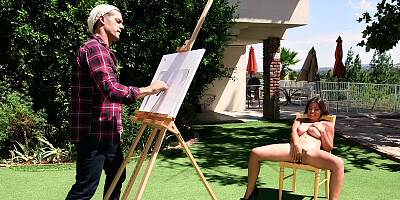 Sex on the lawn with busty juicy Ella Knox