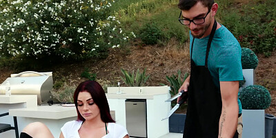 Redhead student Skyla Novea seduces mother's bf