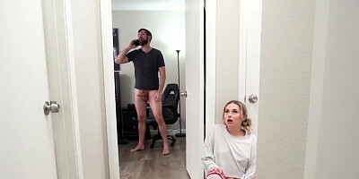 Small babe Aria Banks is shocked by a tall guy's dick