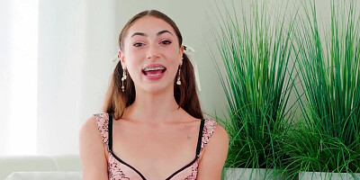 Petite teen gets a big dick's cum all over her cute face