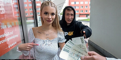 Blonde babe Naomi Love is showing off her natural boobs and cheating on her BF in front of h