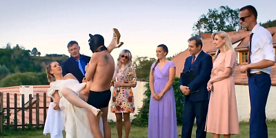 Hardcore wedding party with the guests watching everything