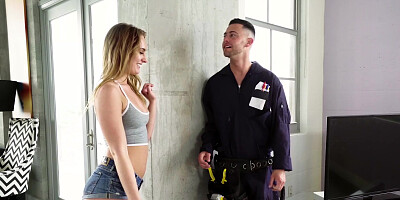 Sweet cutie Daisy Stone seduced the hot cable guy