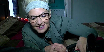 Naughty blonde MILF sucks off her son to get fucked later