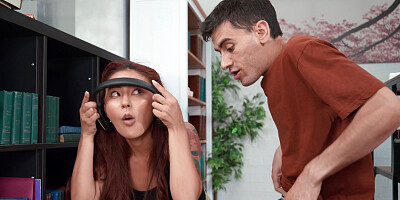 Hard fuck in the library for Asian Rae Lil Black