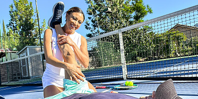 Cassie Del Isla sucks and rides stepson's cock until it explodes