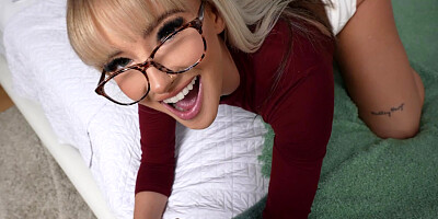 Sexy blonde Katee V enjoys big cock POV