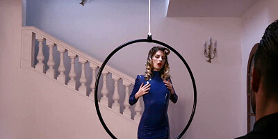 Rebecca Volpetti dancing on the swing before screwing