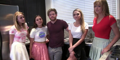 Kyler Quinn And Aften Opal In Four Girls Are Enjoying Stripping In The Swimming Pool, With One Lucky Guy Joining Them