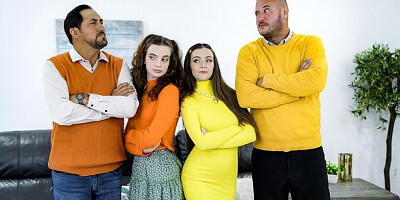 Foursome video with wonderful Serena Hill and Marina Vaylor from Daughter Swap