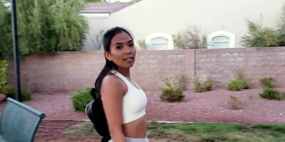 Cute pussy Jada Kai bounces her round boobs on a fat dick