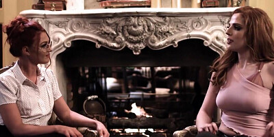 Horny tutor teaches her redhead student lesbian sex lessons