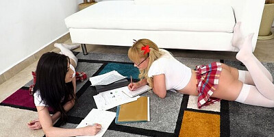 Emily and Natasha's big tits trailer