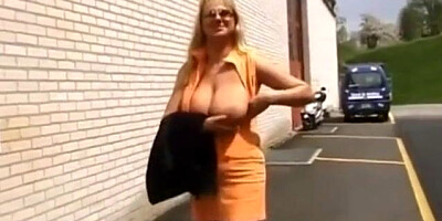 Big-Breasted German MILF Goes Wild in Public