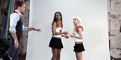 Kenzie Reeves and her black friend fuck on the set