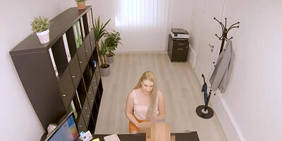 Girl with fair hair is going to take his dick to the limit