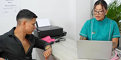 Doctor Touches Her Patients Balls And Gives Him Cum In The Ass - Mariana Martix & Angel Cruz