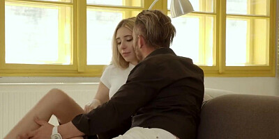 Library banging for a leggy blonde who wants his dick