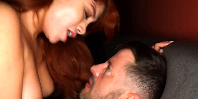 Redheaded stunner puts his dick in her asshole as well