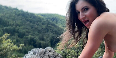 Edgy brunette babe Helina Dream is going to get banged outside